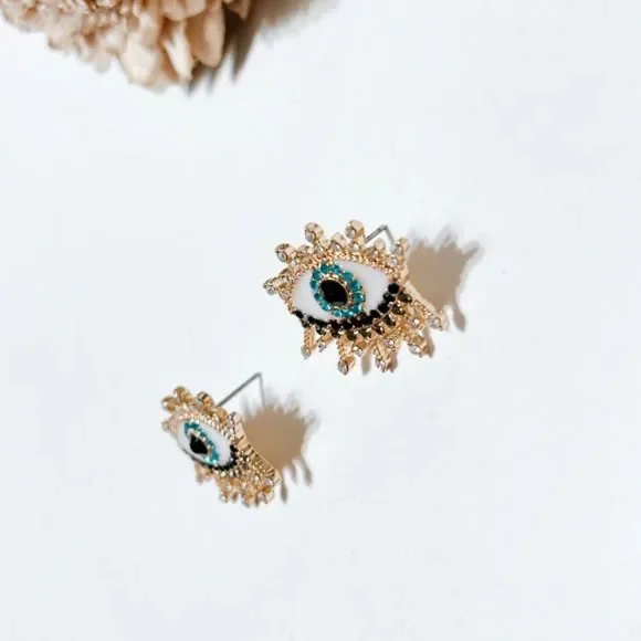 Evil eye stud earrings M254 - Picture 3 of 3
